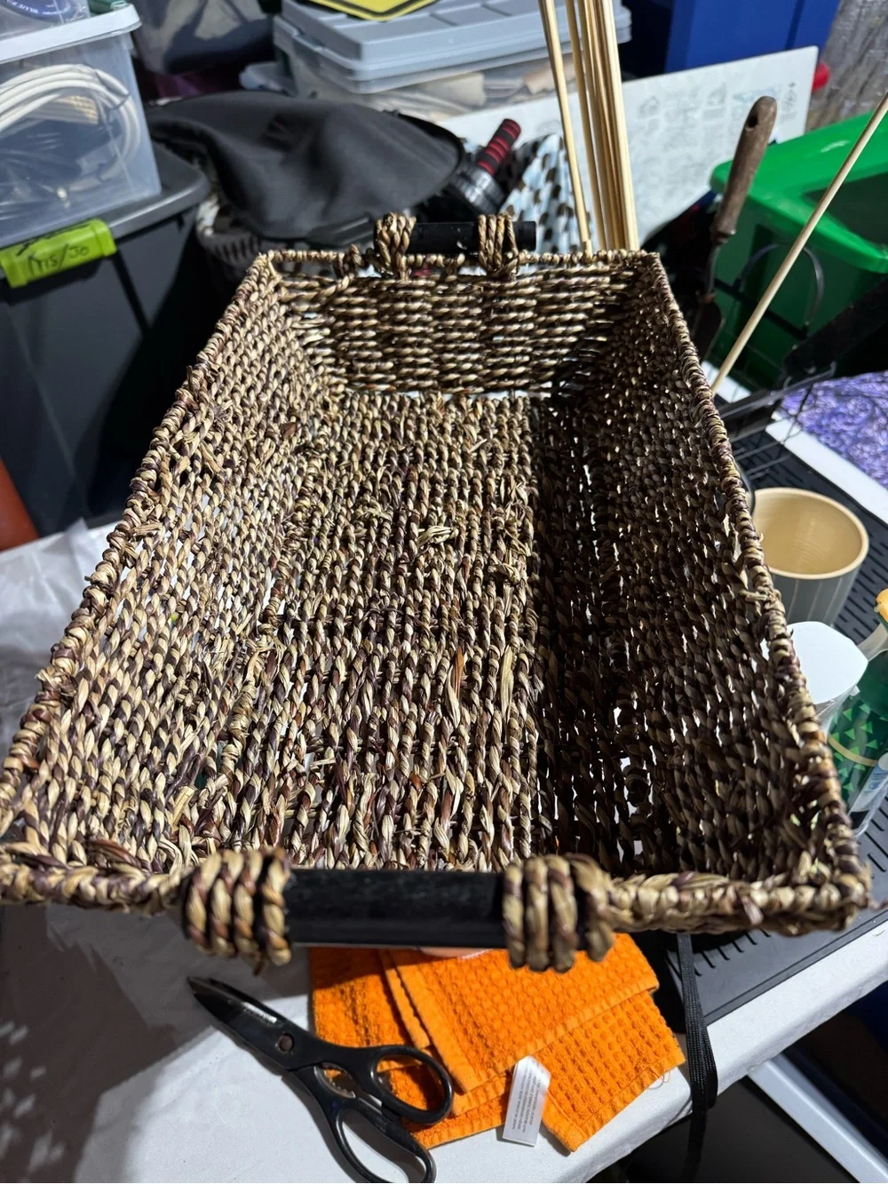 Woven Seagrass Tray Basket - Natural Brown